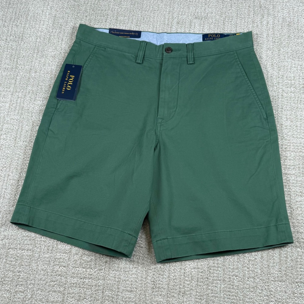 NEW Polo Ralph Lauren Mens 30 Green Stretch Classic Fit 9" Chino Shorts
